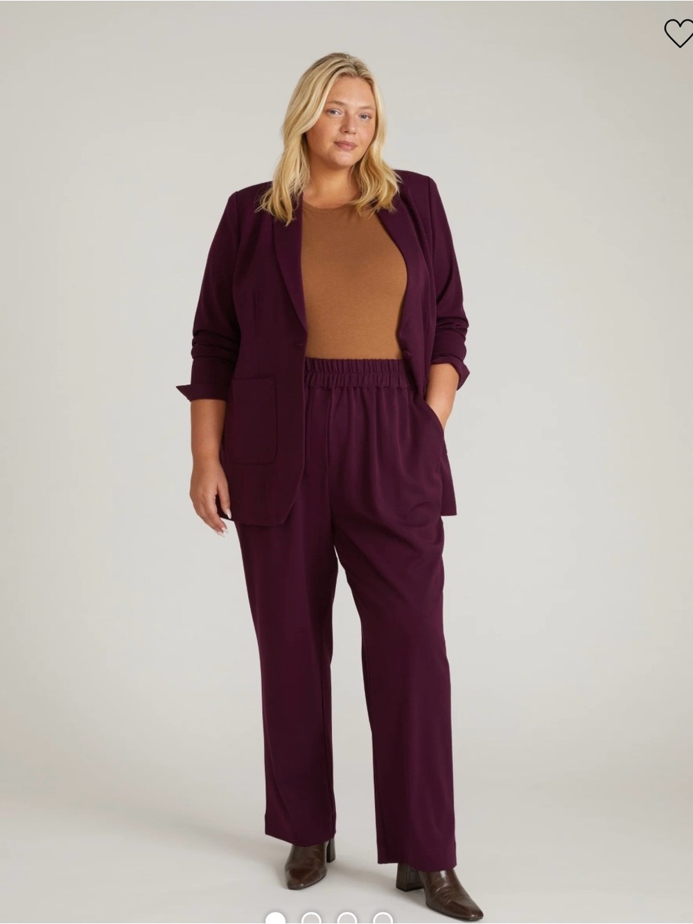 Universal Standard Plum Pull-On Wide-Leg Trousers